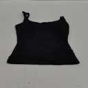 Darong Women's Padded Square Neck Tank Tops Summer Double Layer Basic Sleeveless Tank Shirts Built in Bra (Medium, Black)