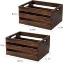 Rustic Vintage Brown Wooden Storage Crates Set, 2 Pack , 16.5 X 12 X 8.3''wood crate boxHandmade Farmhouse Decorative Crate with Handles for Books, Clothes Storage & Display
