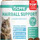 Hairball Remedy Treats for Cats, 150 Soft Chews Furball Control & Relief Treatment for Indoor Cats, Supports Skin & Coat Health Helps Eliminate & Prevent Hairballs Chicken Flavor