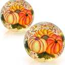 LEWIS&WAYNE Set of 2 Lighted Pumpkin Crackle Glass Balls 6 4.7 LED Night Light Globe Lamps with Warm White LED Battery Powered for Home Party Wedding Women's Gift