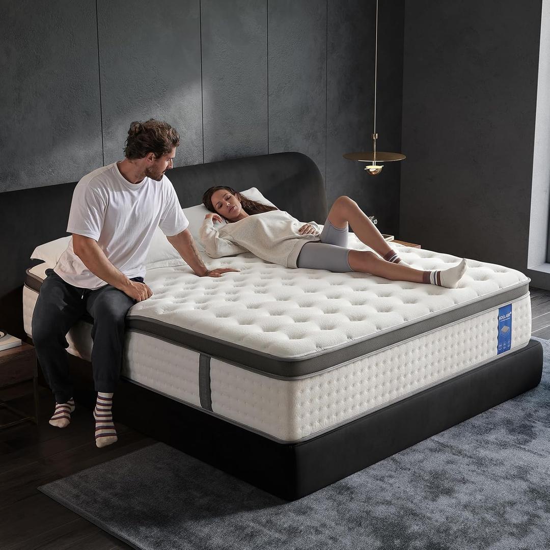 14 Inch King Size Mattress  The Feel Most Sleepers Prefer | Hybrid Gel Memory Foam Comfort & Balanced Support for Back and Side Sleepers  Medium-Firm