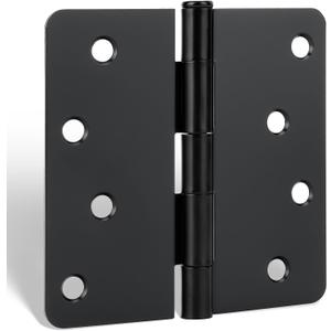 goldenwarm 6Pack Door Hinges 4 Inch Matte Black Door Hinges Rounded Exterior Door Hinge Interior Door Hinge Black Matte 4" X 4" with 1/4'' Radius Corners