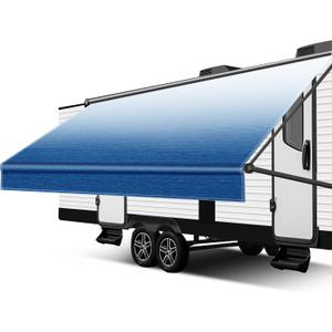 Upgraded RV Awning Fabric Replacement,Heavy Duty 18.5oz Vinyl Camper Awning Replacement-Universal Outdoor Canopy for Camper, Trailer and Motorhome (15' 2" Fabric for 16 feet awning, blue fade)