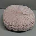 Round Throw Pillow Velvet Handmade Pumpkin Pleated Throw Pillows Cushions Home Decorative Pillows for Couch Sofa Bed Bedroom Living Room Office Decor Chair Cushion (Pink)