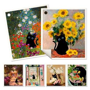 Miss Adola 6 Pack Swedish Dishcloths for Kitchen - Reusable Dish Cloths for Washing Dishes Absorbent Cute Funny Kitchen Towels Cleaning Sponge, Floral Cat