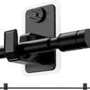 2.0 Upgraded No-Drill Curtain Rod for Windows 48 to 84 inches – Renter-Friendly Adhesive & Pin-Nail Mount, 5/8" Black Adjustable Rod, Minimal Wall Damage