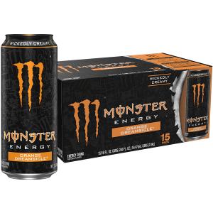 Monster Energy Orange Dreamsicle, Energy Drink, 16 Ounce (Pack of 15) (EXP 02/26/27)