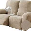 Gennia Waterproof Recliner Loveseat Cover,Stretch Reclining Sofa Covers with Pockets,Washable Lazy Boy Recliner Slipcovers,Leakproof Couch Protector for Kids, Pets, Dog and Cat (2 Seat, Khaki, 48-68In)
