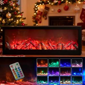 23" Fake Fireplace Lamp, LED Flame Effect Faux Fireplace Ambient Lighting
Color Changing, Remote Control, No Heat, Tabletop Artificial Electric Fireplace for Bedroom and Living Room Decor