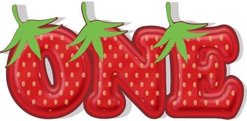 One Letter Sign for Berry First Birthday Decor: Strawberry Themed 1st Birthday Table Centerpieces, Free Standing Wooden Word Sign for 1st Party Decorations Girl, 1 Year Old Photo Booth Props