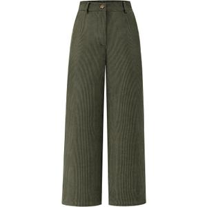 CFLONGE Women Wide Leg Sweatpants Casual Solid Color Corduroy Work Pants Comfy Lounge Jogger Baggy Trousers Pant with Pockets (12, Army Green)
