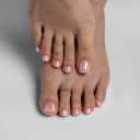 BTArtbox Chrome Press On Toenails, Pink Short Toenail Press Ons Square, Fit Perfectly Glazed Press On Toe Nails with Glue, Fake Toenails in 16 Sizes- 32 Toenails Kit, Honey Trap