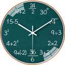 QINFIEY 12 Inch Math Wall Clock Silent Non Ticking Movement Quality Quartz Wall Clock for Office Classroom/School/Home/Kitchen/Living Room Wall Decorations (Green)