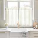HOMEIDEAS Non-See-Through Cream Yellow Privacy Sheer Kitchen Curtains, 30 X 36 Inches Long 2 Panels Short Sheer Curtains Light Filtering Bathroom Window Drapes for Bedroom Living Room