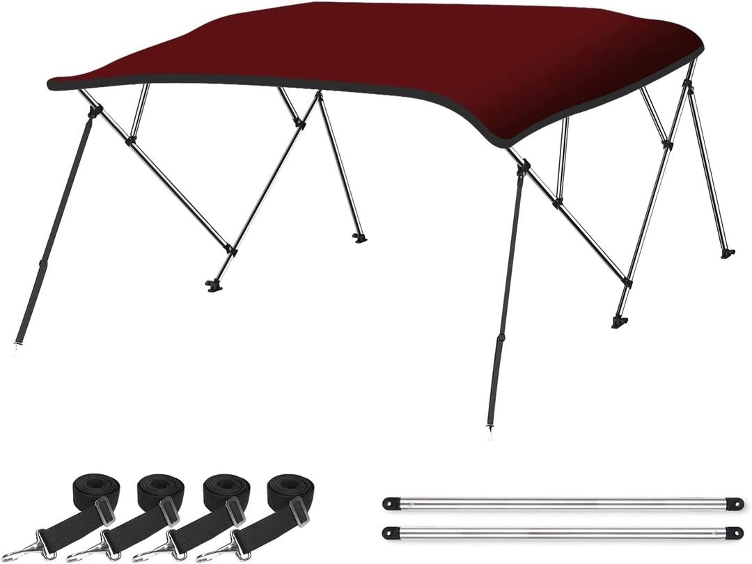 Naviskin 3 Bow & 4 Bow Bimini Top for Boats, 10 Colors, 13 Sizes