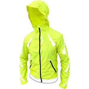 Reflective Windbreaker Jacket for Cycling and Running - High Visibility Cycling Jacket with Hood And Pit Vents (Small, Yellow)