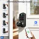 Veise VE018 Smart Knob Handle Lock - Fingerprint, App Control, Keyless Entry for Front Door and Bedroom, Electronic Digital Keypad, Auto Lock, Remote Access Sharing, IP55 Weatherproof, Matte Black