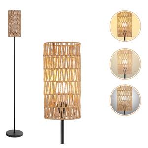Ruiever Floor Lamp for Living Room,Farmhouse Rattan Floor lamp,Modern Standing lamp with 3 Color LED Bulb,Black Tall Lamp with Foot Switch