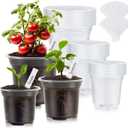 30 Packs Clear Nursery Pots for Plants, 3.5/4/5 Inch High Transparency Plastic Seedling Plant Pot with Drainage Holes, Includes 20 Labels