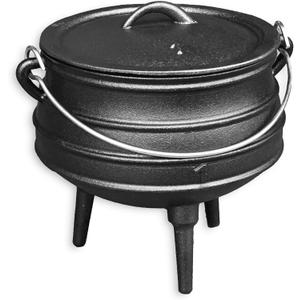 Cuisiland 3.2QT Cast Iron Potjie Cauldron Pot with Lid & 3 Legs  Pre-Seasoned South African-Style Campfire Pot for Outdoor Cooking, Soups, Stews & Braising  Heavy-Duty Cast Iron Dutch Oven