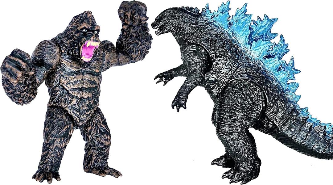 TwCare Set of 2 Monster Figure King of The Monsters vs King Kong Toys, Movable Joints Action Movie Series Soft Vinyl Toy Figures, Travel Bag