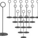 Urban Deco 16 Pieces Table Card Holder 8 inches Table Number Holders Place Steel Card Holders for Photos, Food Signs, Memo Notes, Weddings, Restaurants, Birthdays (Black)