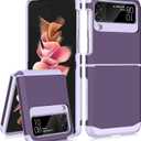 SAMONPOW Compatible with Samsung Galaxy Z Flip 3 Case with Upgraded Hinge Protection Dual Layer Hard PC Soft TPU Bumper Full Body Shockproof Flip 3 Phone Case for Galaxy Z Flip 3 5G (Purple)