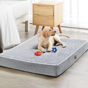 WNPETHOME Orthopedic Dog Beds for Large Dogs, Extra Large Waterproof Dog Bed with Removable Washable Cover, Egg Crate Foam Pet Bed, XL Dog Crate Bed (Light Grey), Size: 42.0"L x 30.0"W x 4.0"Th