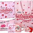 Qinyoung 7 Pcs Galentine's Day Gifts Set for Women Include Mug Cup Tote Bag Makeup Bag Socks Keychain Greeting Card with Box Gift Ideas Ladies Celebrating Ladies BFF Bestie Galentine Party Favors