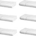 Amazon Basics Premium 100% Cotton, Absorbent Soft Bath Mat, Machine Washable, 684 GSM, White, 30" x 20" Hotel Spa Shower/Bathtub Mats, Pack of 6