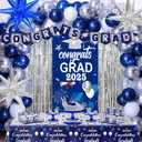Graduation Decorations 2025 Blue, Graduation Party Decorations Class of 2025 Congrats Grad Banner, Tablecloth Star Foil Balloons Grad Backdrop for High School 2025 College Grad Party Supplies, Blue/Silver
