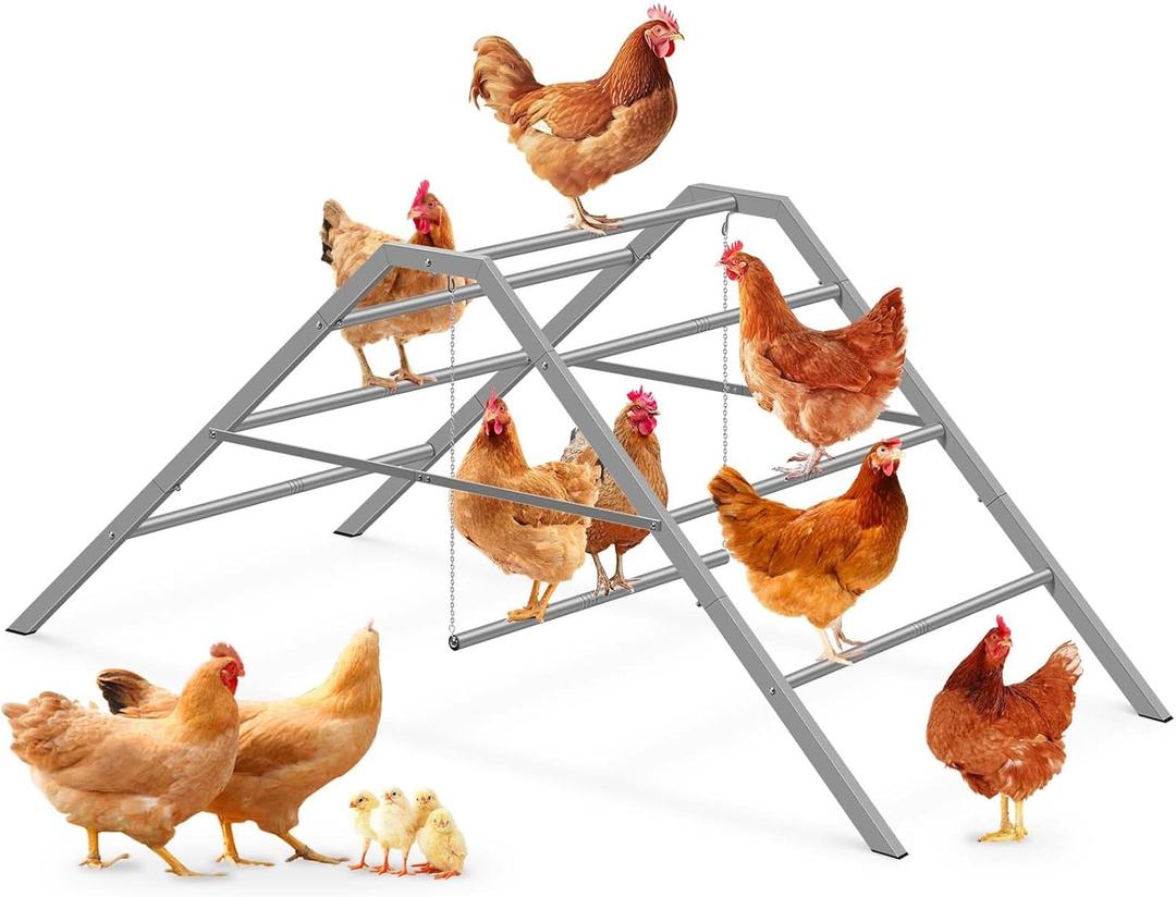 Chicken Coop Perches with Swing, Roosting Bars for Chickens in Coop, Chicken Run Accessories Toy, Ladder for Pet's Healthy & Happy, Sturdy & Easy to Clean, Suitable for Backyard Farm 60.6*32.7*28.4 in