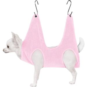 Petmolico Pet Dog Sling Hammock for Nail Clipping, Dog Grooming Hammock, Small (23.5" x 19"), Pink