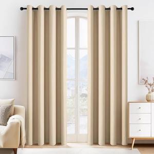 Beige Blackout Curtains 80 inch Long 2 Panels Set, Thermal Insulated Solid Grommet Closet Curtains for Bedroom Closet Door, Temporary Doorway Cover Room Divider Drapes, W 55" x L 80"