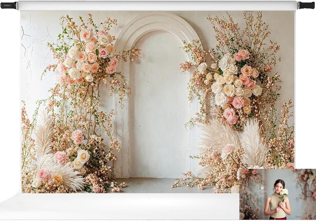 Kate Boho Spring Floral Arch Wedding Backdrop Photo Background Studio Props,10x6.5ft