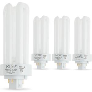 KOR 26W CFL Plug-in Bulb GX24Q-3 Base, 2700K Warm White, Triple Tube, (4-Pin) Replaces Sylvania 20879, Philips 458240, GE 97614,  Pack of 4