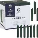 Candle Charisma 50 Green Spell Candles - 4" Unscented Paraffin Chime Candles, Smokeless & Dripless, Colored Candles, 2 Hours Burn Time 1/2 Inch Taper Candles for Rituals,Birthdays and Parties
