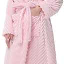 Yurhap Premium Robes for Women - Super Soft Cozy Fleece Womens Robe Plush Long Bathrobe (Large-X-Large, Light Pink)