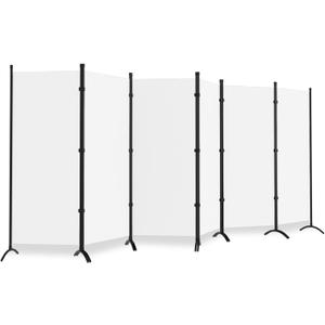 Room Divider, 6 Panel Room Dividers and Folding Privacy Screens, 6FT Partition Room Office Wall Divider for Separation 200" W Fabric, Portable Freestanding Room Divider Wall (White)