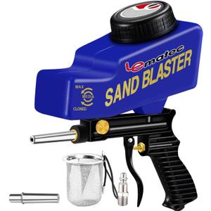 LE LEMATEC Sandblaster Gun Kit for Air Compressor, Portable Sandblaster for Paint & Rust Removal, Abrasive Media Blaster for Wood, Metal, Auto & DIY, Works with Soda, Sand, Walnut & Aluminum Oxide