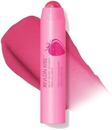 Revlon Kiss Tinted Lip Balm with SPF 20, Hydrating, Flavored, Infused with Natural Fruit Oils, 025 Fresh Strawberry, 0.09 oz