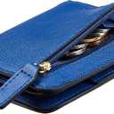 Toughergun Womens Small Slim Leather Wallet with RFID Protection, Compact Bifold Mini Purse with Clear ID Window (CH Deep Blue)