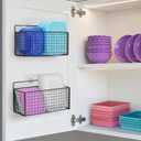 2 Pack Large Adhesive Cabinet Organizer - Lid Organizer Inside Cabinet Wall Mounted Pantry Door Caddy for Kitchen Containers Lid Kitchen Under Sink Basket