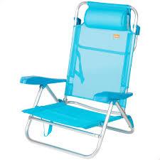Folding Beach Chair, Multi-Position 8 Positions, Textilene and Aluminium, Blue, 47 x 49 x 82 cm, 110 kg, High Padded Backrest
