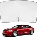 BASENOR 2025-2021 Tesla Model S Windshield Sunshade [UV Protection] Foldable Heat Insulation Sun Shade Front Window Cover for Model S Accessories