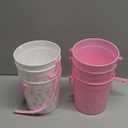 6pcs Pink Bow Party Supplies 32oz Pink Bow Cocktail Rum Buckets for Drinks Coquette Birthday Party Supplies Plastic Candy Snack Goodie Ice Bucket with Handle for Bachelorette Engagement