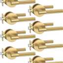 Asidrama 8 Pack Privacy Champagne Bronze Door Handles, Door Lever with Door Knobs Indoor for Bedroom or Bathroom, Heavy Duty Door Handles Interior with Locks for Left Right Sided Doors