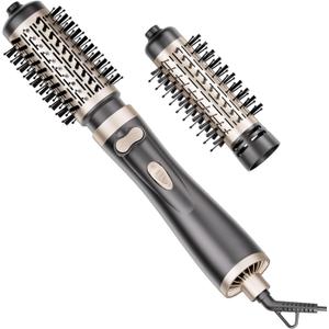 DAILYLIFE Rotating Hair Dryer Brush, Hot Air Brush with 2 Brushes (1.5" & 2"), Hairdryer, Straightener, Curling Iron, and Comb All in one