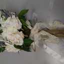 GLIDLION Wedding Bouquets Large for Bride Bridesmaid,White Champagne Artificial Roses Flowers for Wedding Church Decoration (9.5in)