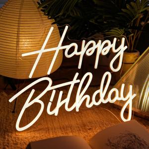 Happy Birthday Neon Sign for Wall Decor, Happy Birthday Sign for Backdrop Bedroom Hanging Light Up Signs Kids Led Birthday Party Gift Large